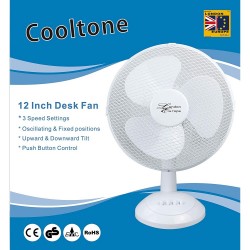 Cooltone 12" Desk Fan, White